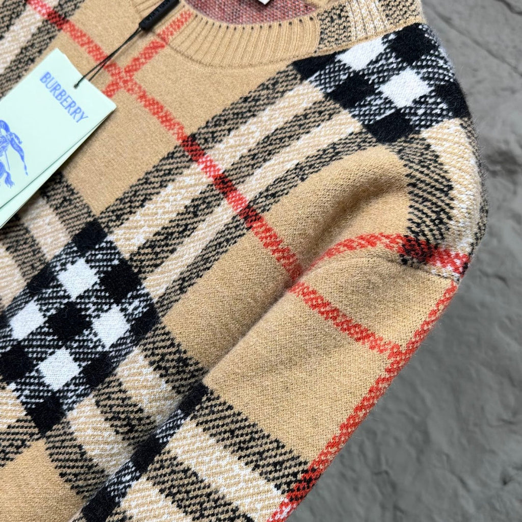 New Classic Plaid Crew Neck Knit Sweater MJ1326102706
