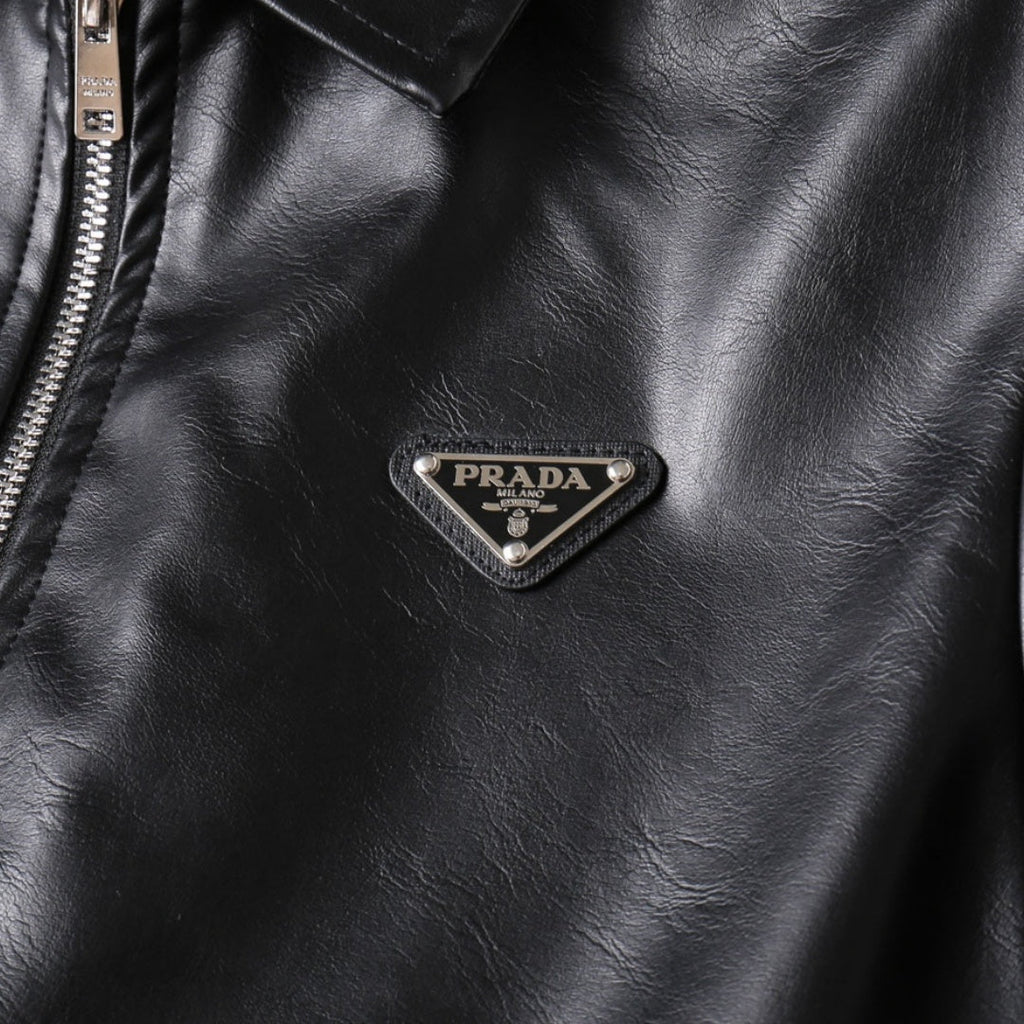 New Fashion Men's Embossed Collared Leather Jacket HB1326102709