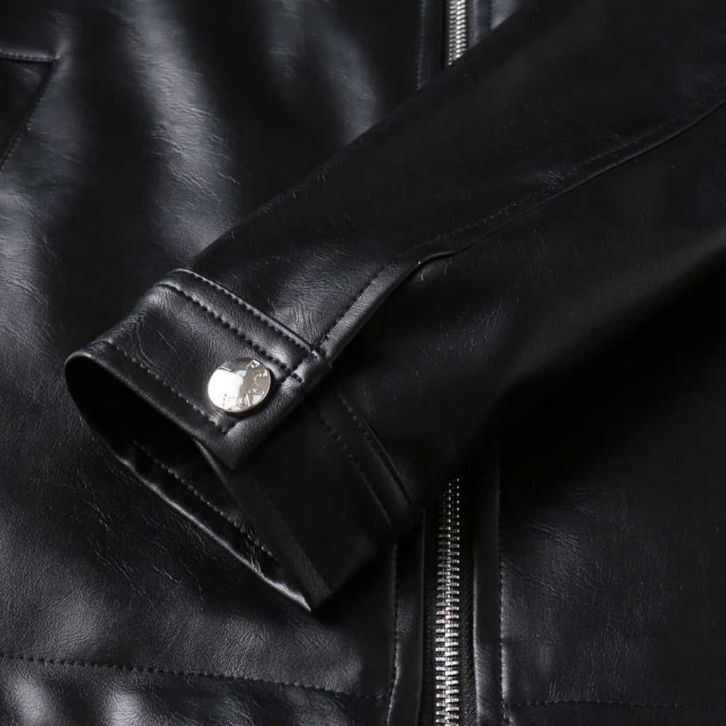 New Fashion Men's Embossed Collared Leather Jacket HB1326102709