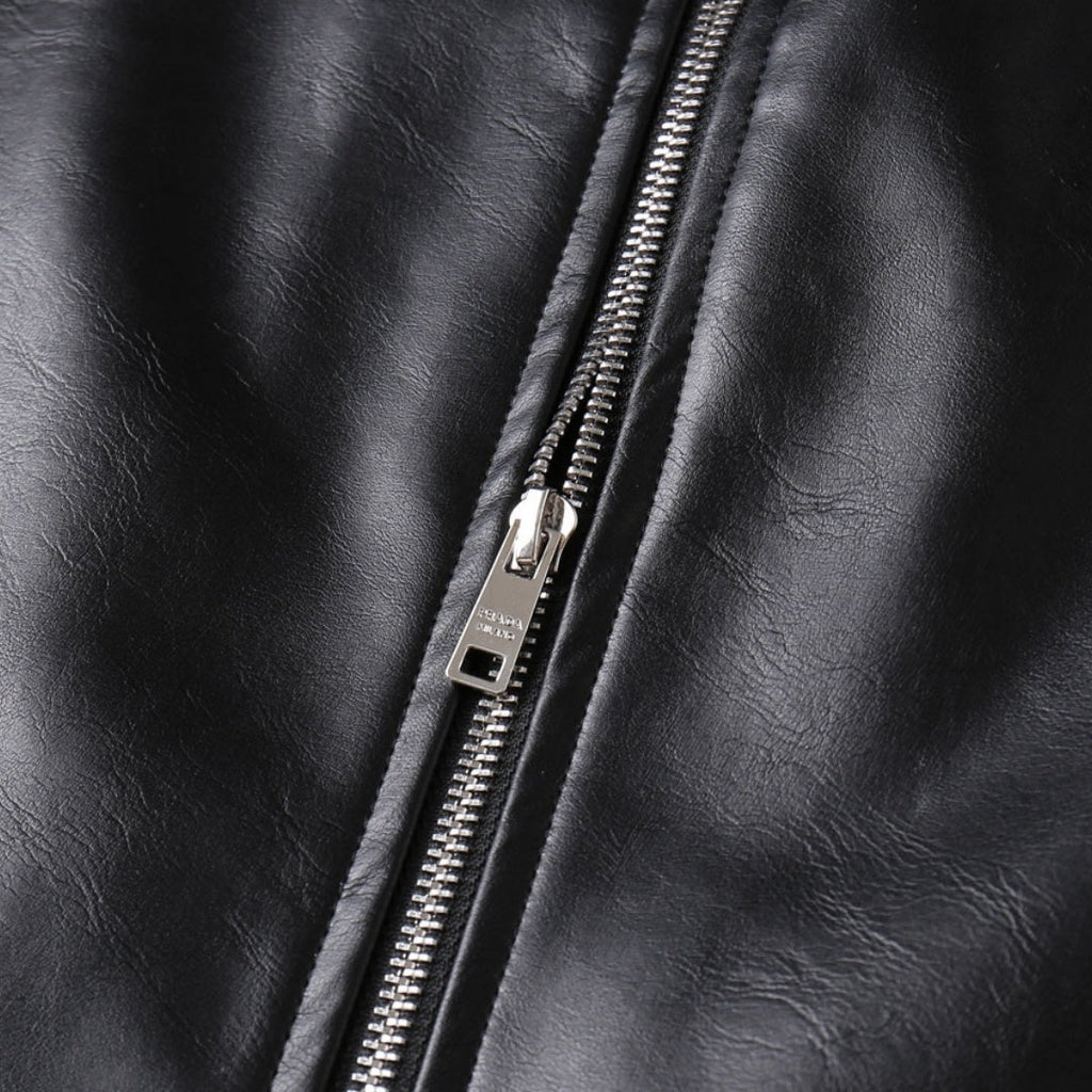 New Fashion Men's Embossed Collared Leather Jacket HB1326102709