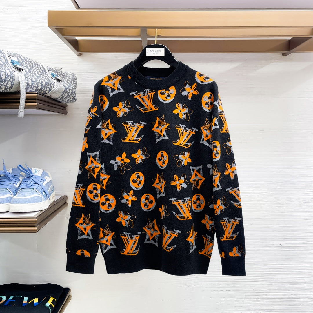 New Fashion Men's Allover Jacquard Crew Neck Sweater MJ1326102717